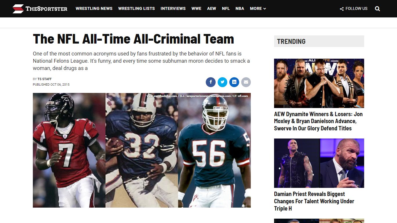 The NFL All-Time All-Criminal Team - TheSportster